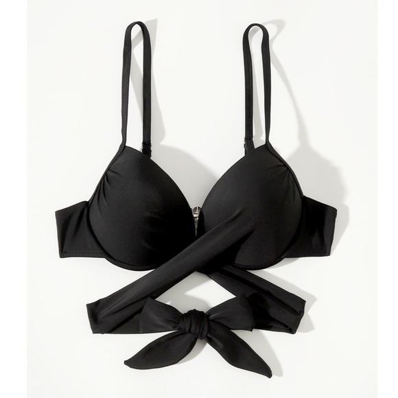 Black Push Up Swim Bra Top - Picture 3 of 9